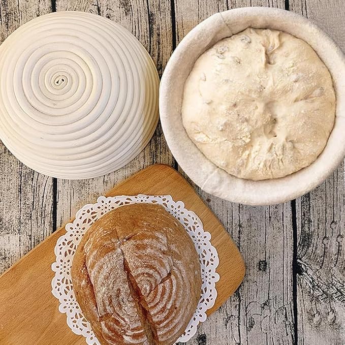 KONGDY Banneton Bread Proofing Basket, 10 Inch Round Sourdough Proofing Basket with Linen Liner