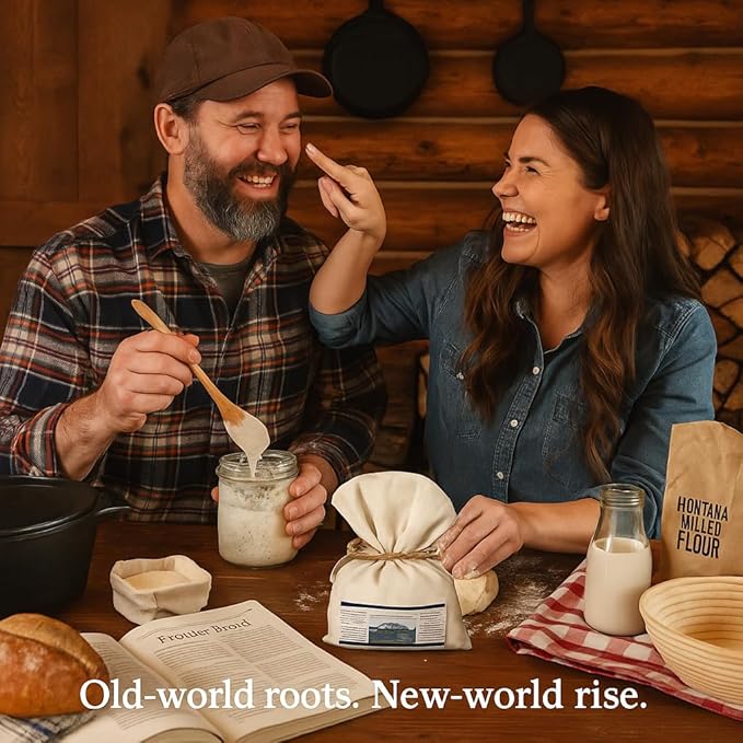 Bounty Foods Montana Sourdough Starter Set ??16 oz Artisan Bread Kit in Western-Style Burlap Bag