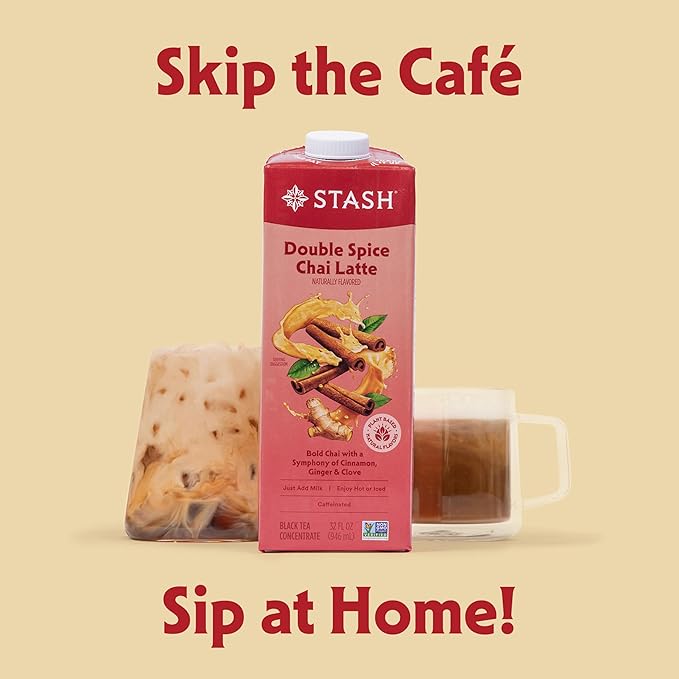 STASH Double Spice Chai Latte Concentrate - Barista Style Caffeinated Chai Tea Beverage - Crafted