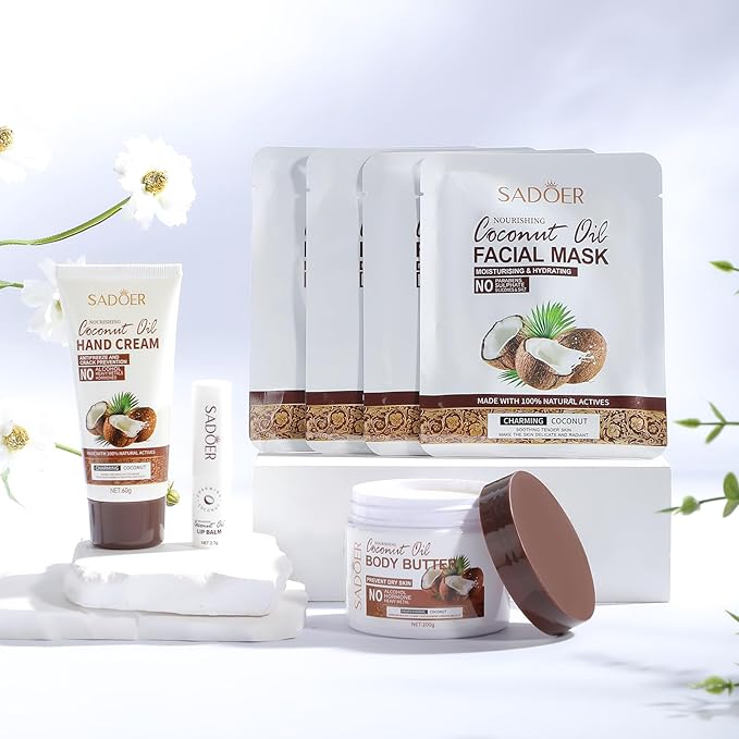 Coconut Spa Gifts for Women Birthday Self Care Kit Christmas Gifts Basket Thank You Relaxing Bath