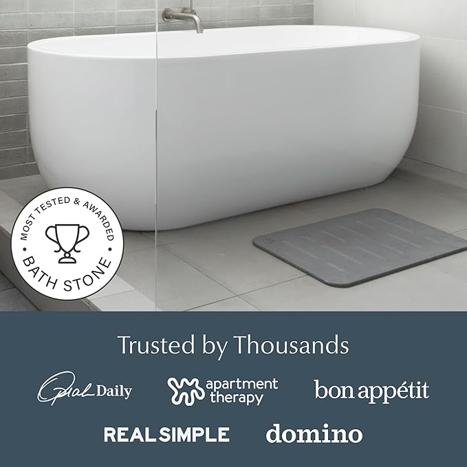 Dorai Home Bath Stone – Luxury Quick-Drying Stone Bath Mat, Non-Slip Surface, Rubberized Bottom