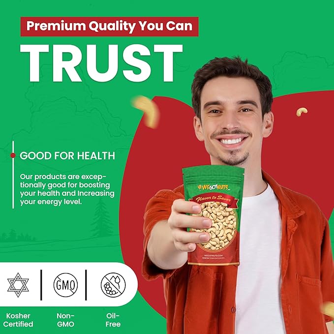 Raw Whole Unsalted Cashews ??5 lbs.- Premium Quality Kosher Raw Cashews By We Got Nuts ??Oil-Free