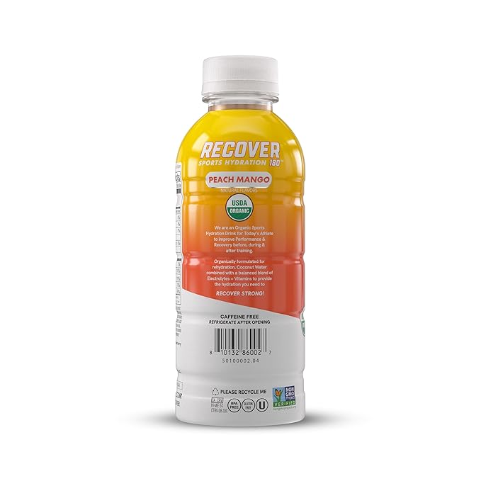 RECOVER 180 Organic Sports Hydration Drink, No Sugar Added, 20 Calorie Sports Beverage, Organic