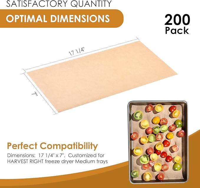 KitchenRaku 200 Pack Parchment Paper For Harvest Right Freeze Dryer Trays, Disposable Accessories