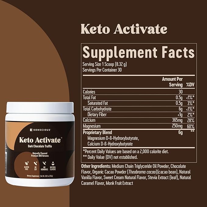 Dark Chocolate Truffle Exogenous Ketones Drink: Pure Keto Shake Powder with Chocolate Ketones |