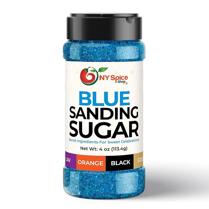 NY Spice Shop Blue Sanding Sugar - 4 Ounce Sweet Colorful Edible Sprinkles For Candy Dish - Sugar