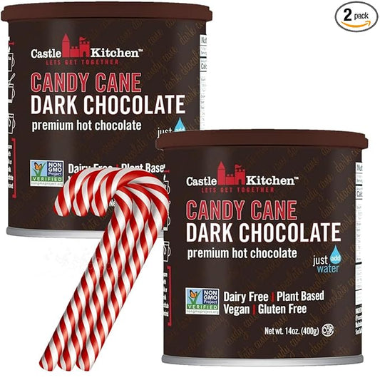 Castle Kitchen Candycane Hot Chocolate (2 Pack, 14oz Ea.) - Dairy Free, Vegan Hot Cocoa Mix made