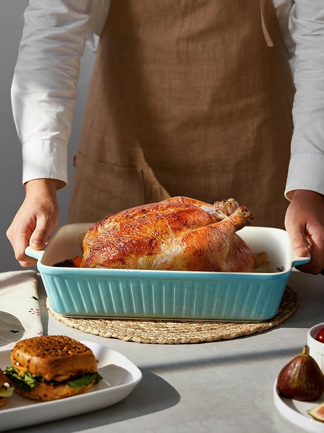 DOWAN 9x13-inch Baking Dish, Deep Casserole Dishes for Oven, Lasagna Pan Deep,135 oz Ceramic Baking