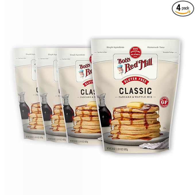 Bob's Red Mill Gluten Free Pancake Mix, 24oz (Pack of 4) - Kosher, Approximately 34 Pancakes per