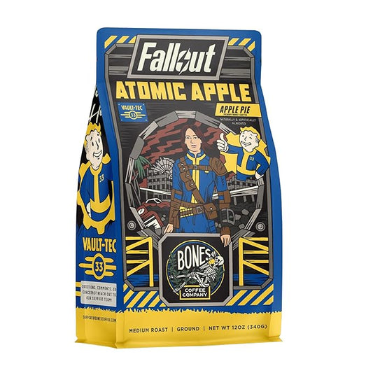 Bones Coffee Company Fallout Atomic Apple, Apple Pie Flavored Coffee, Medium Roast Low Acid Arabica