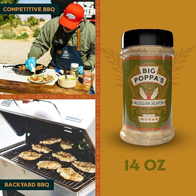 Big Poppa’s Jallelujah Spicy Jalapeño Seasoning – Bold Jalapeño Spice Blend for Steak, Chicken