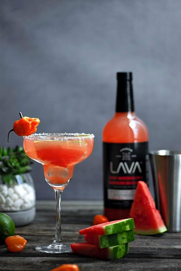 LAVA Premium Spicy Watermelon Habanero Margarita Mix, Cold-Pressed Organic Watermelon, Agave