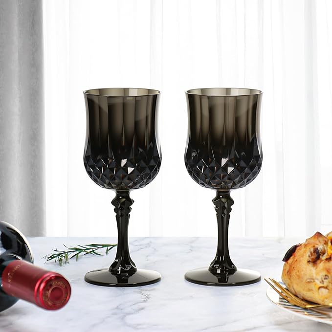 XUWAIDSGN 7oz Plastic Vintage Wine Glasses Drinking Glasses Unbreakable Wedding Glassware Crystal