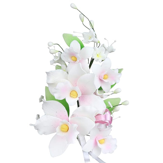 O'Creme Gumpaste Flower Spray, Tropical Orchid - Edible Flowers for Cake Decorating - Sugar Paste