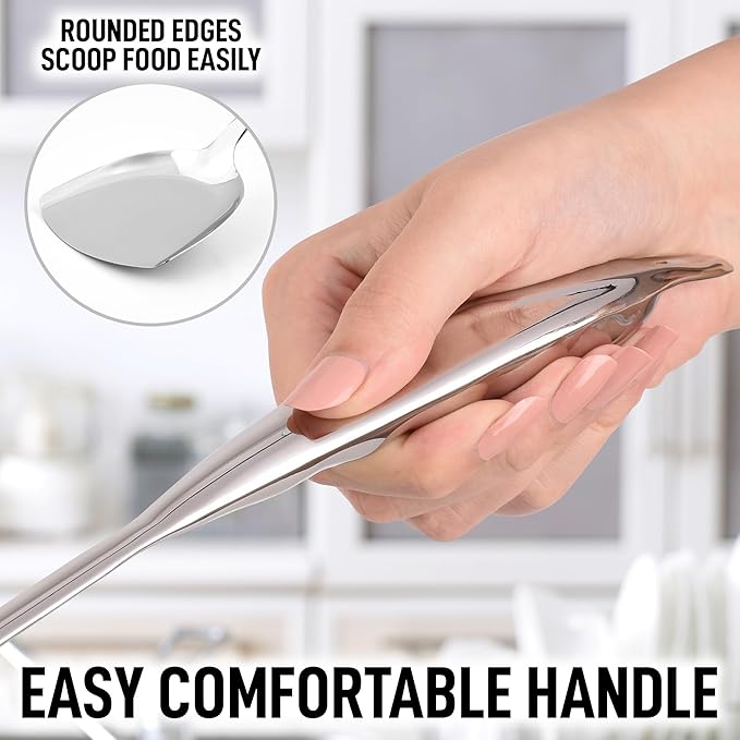 Zulay Kitchen Stainless Steel Metal Wok Spatula - Durable Wok Turner Spatula Shovel - Durable