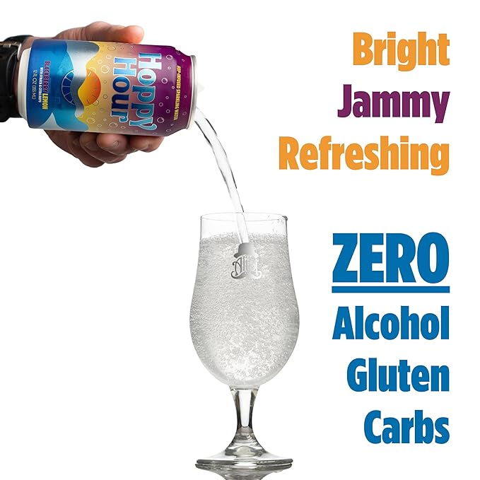 Hoppy Hour Sparkling Hop Water, Non-Alcoholic and Adaptogens Drink, Zero Sugar and Calories