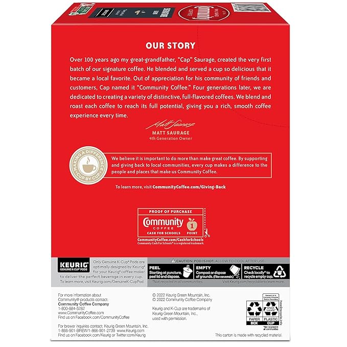 Community Coffee Signature Blend 24 Count Coffee Pods, Dark Roast, Compatible with Keurig 2.0 K-Cup