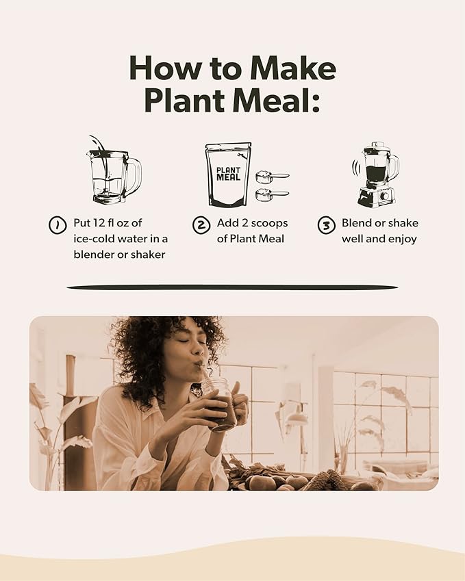 Plant Meal Replacement Shake - Vanilla - 25g of Plant Based Vegan Protein Powder, 76+ Organic