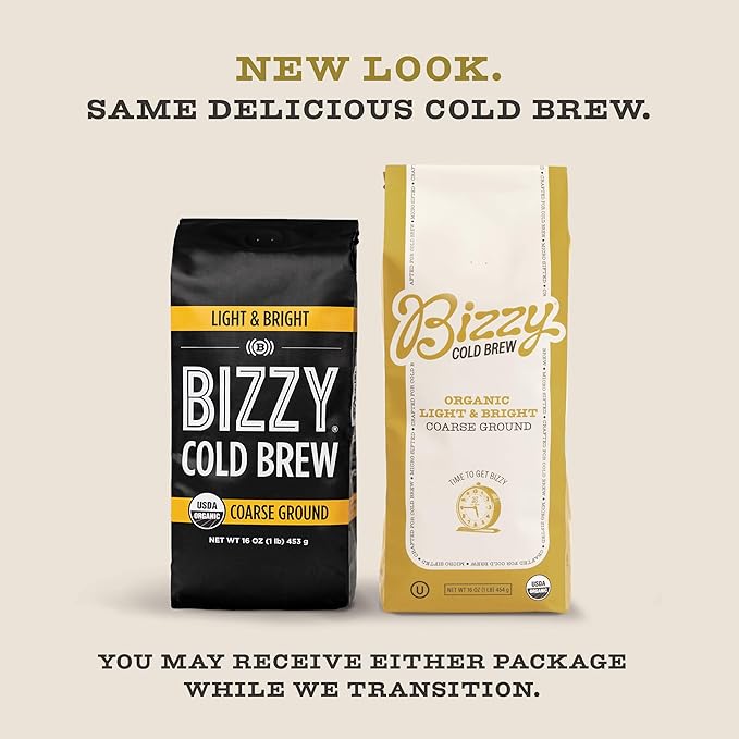 Bizzy Organic Cold Brew Coffee | Light & Bright Blend | Coarse Ground Coffee | Light Roast | Micro