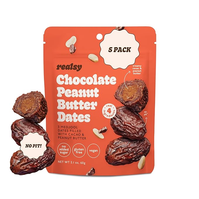 Realsy Pitted & Stuffed Medjool Dates, Organic Dates with No Sugar Added, Gluten-Free, Vegan, Good