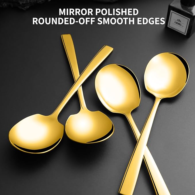 4 Piece Stainless Steel Serving Spoons Set - 4 Large Spoons, 9.2-Inch, Dishwasher Safe, for