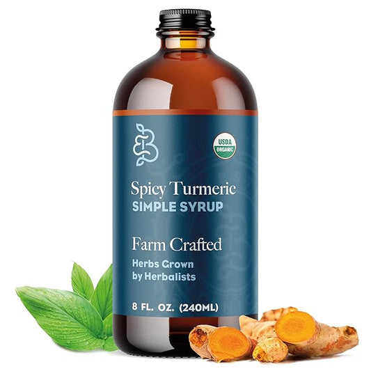 Bluestem Botanicals Organic Spicy Tumeric Simple Syrup, 8 oz, Cocktail and Mocktail Mixer for