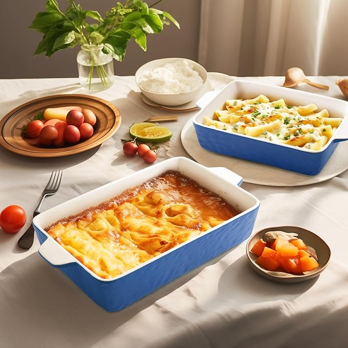 Casserole Dishes for Oven, Ceramic Baking Dishes, Lasagna Pan with Handles, Porcelain Baking Pan