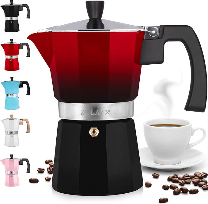 Zulay Kitchen Stovetop Espresso Maker - Moka Pot 3 Espresso Cups - Percolator Coffee Maker for