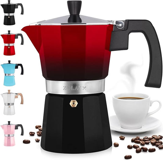 Zulay Kitchen Stovetop Espresso Maker - Moka Pot 3 Espresso Cups - Percolator Coffee Maker for