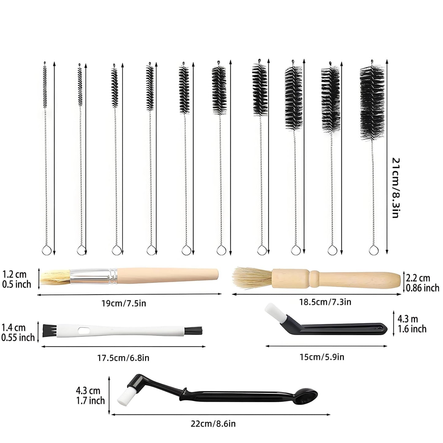 Espresso Machine Cleaning Brush - 15 PCS Long Handle Straw & Bottle Brush Kit, Flexible Scrubber
