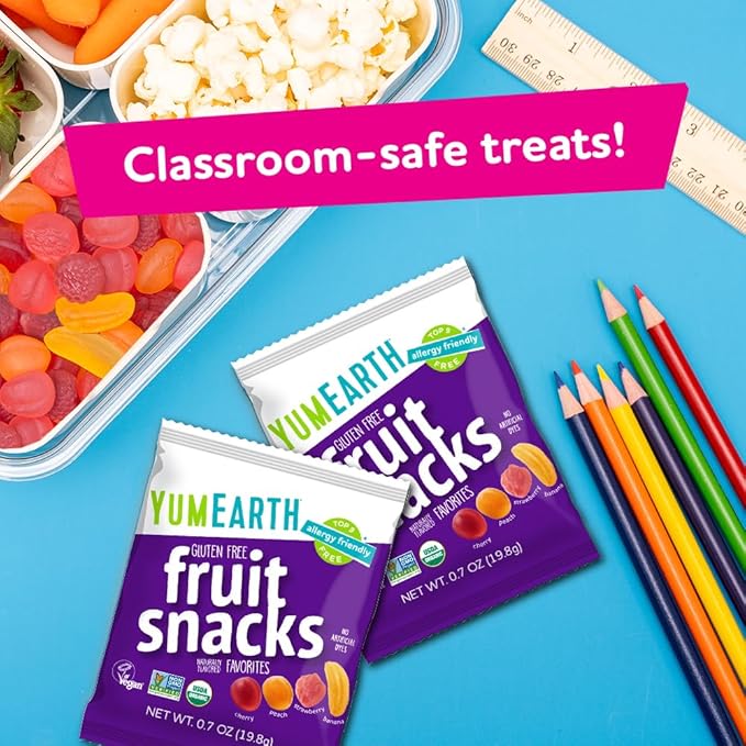 YumEarth Organic Assorted Flavor Fruit Snacks - Allergy Friendly (Top 9 Free), No Artificial Dyes