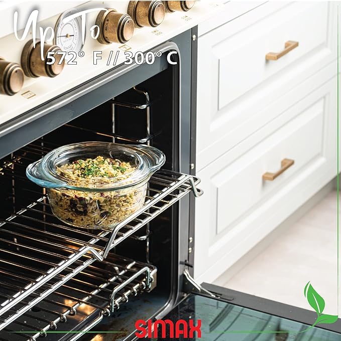 Simax Casserole Dish with Lid, Glass Casserole Dish, Holds 48 Oz (1.5 Quarts), Oven to Table