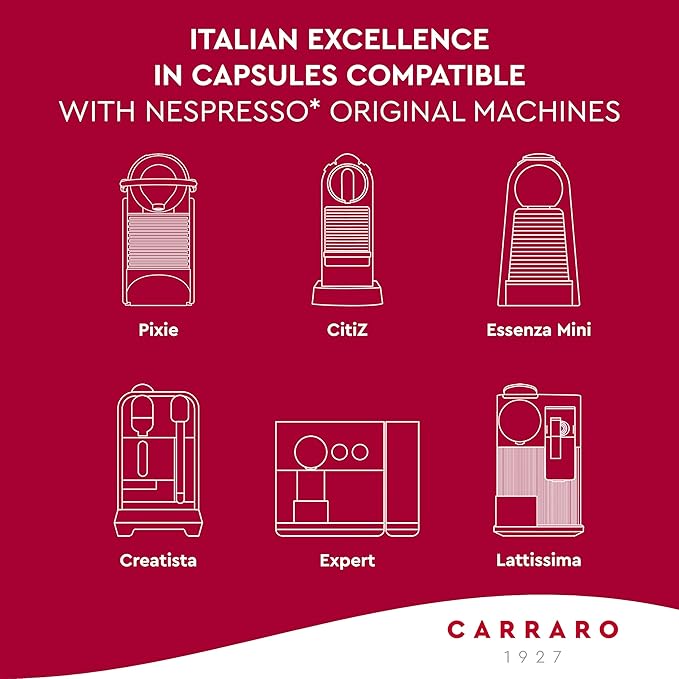 CARRARO 1927 Dolci Arabica - 100 Aluminum Coffee Pods Compatible with Nespresso Original line