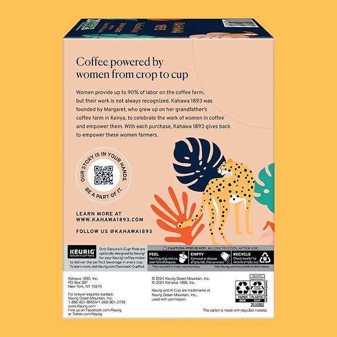 Kahawa 1893 Medium Roast Coffee K-Cup Pods Safari Blend (20 Count) - As Seen on Shark Tank, High