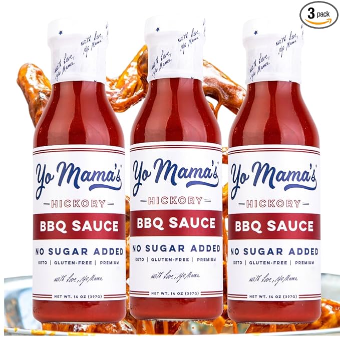 Yo Mama's Foods Keto Hickory BBQ Sauce ??(Pack of 3) - Vegan, No Sugar Added, Low Carb, Low Sodium