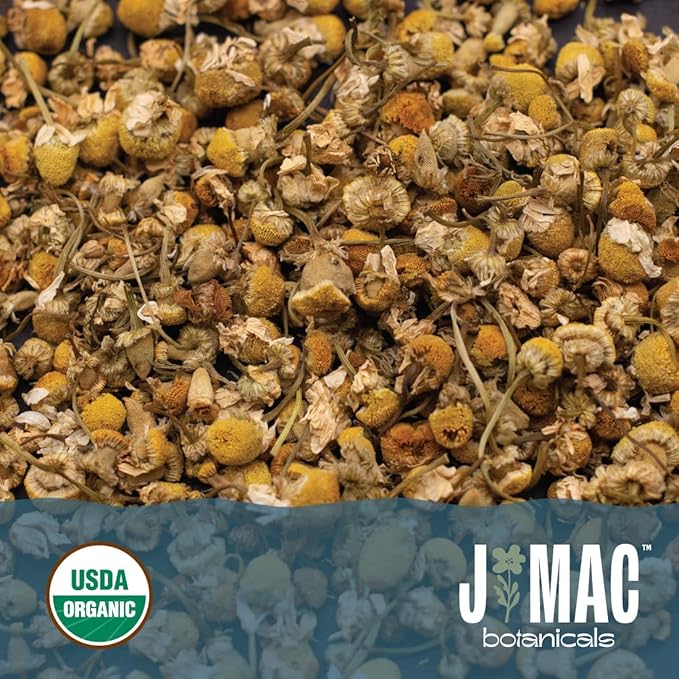 J Mac Botanicals, Organic Chamomile Flowers (1 pound), Certified USDA Organic. Whole Dried