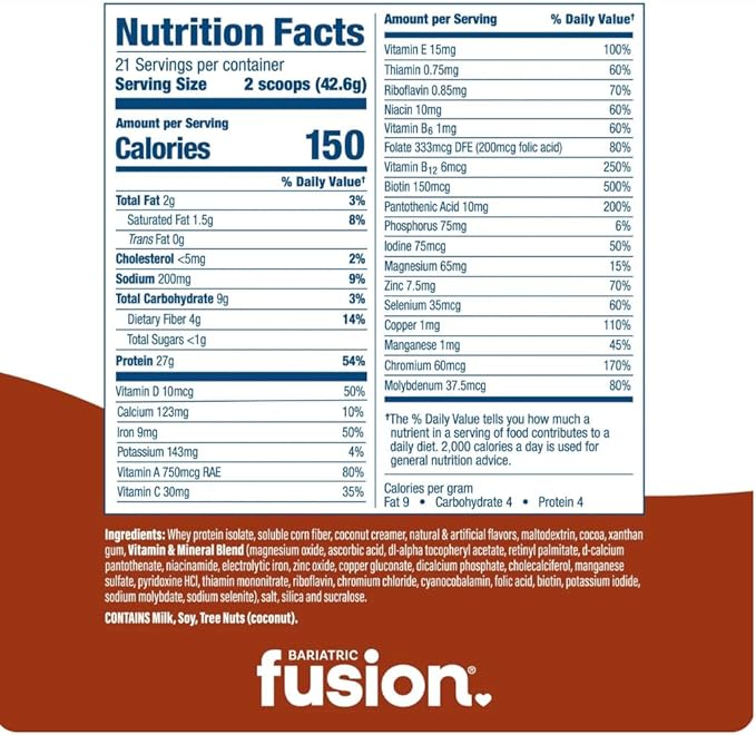 Bariatric Fusion Meal Replacement Protein 21 Serving Tub Chocolate Peanut Butter for Bariatric