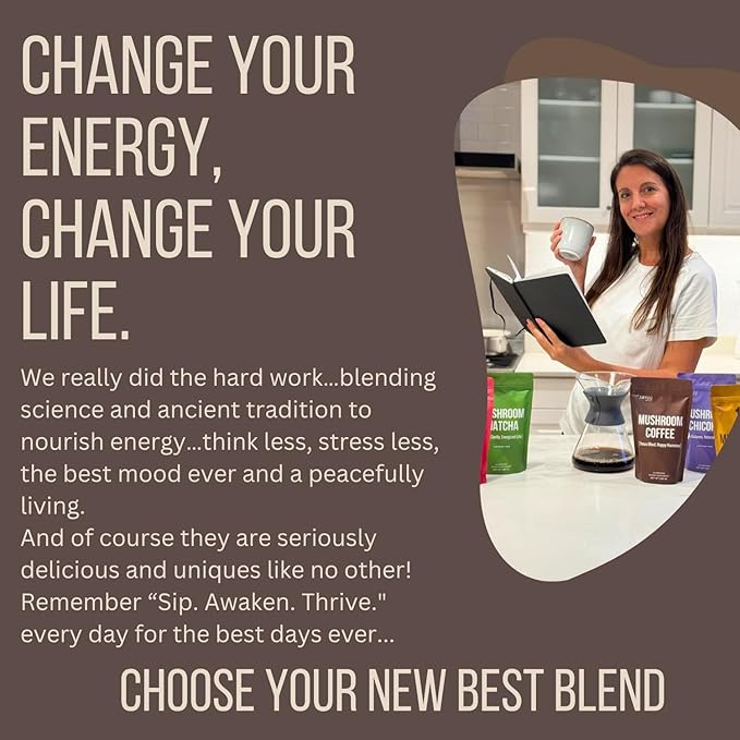 SAYUU 10 Mushroom Coffee Blend - Premium Colombian Coffee with Lion's Mane, Reishi, Cordyceps