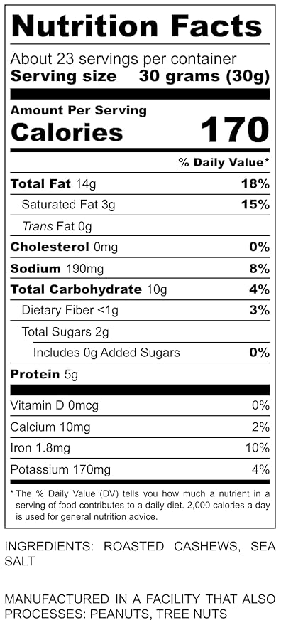 Oven Dry Roasted Fancy with Sea Salt-1.5 lb | Whole Cashews | No Oil | No PPO | Vegan and Keto