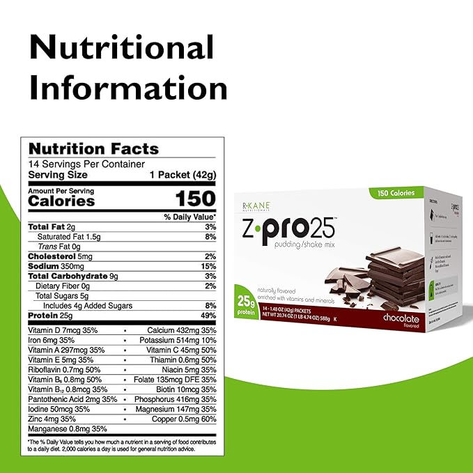 R-Kane Z-Pro 25 Protein Shakes: High Protein Chocolate Shake and Pudding Mix, Weight Loss Chocolate
