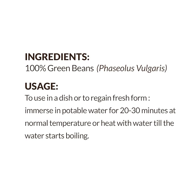 SHROOTS Dehydrated Chopped Green Beans Flakes Pure Vegetarian Gluten-Free No Added Salt Easy