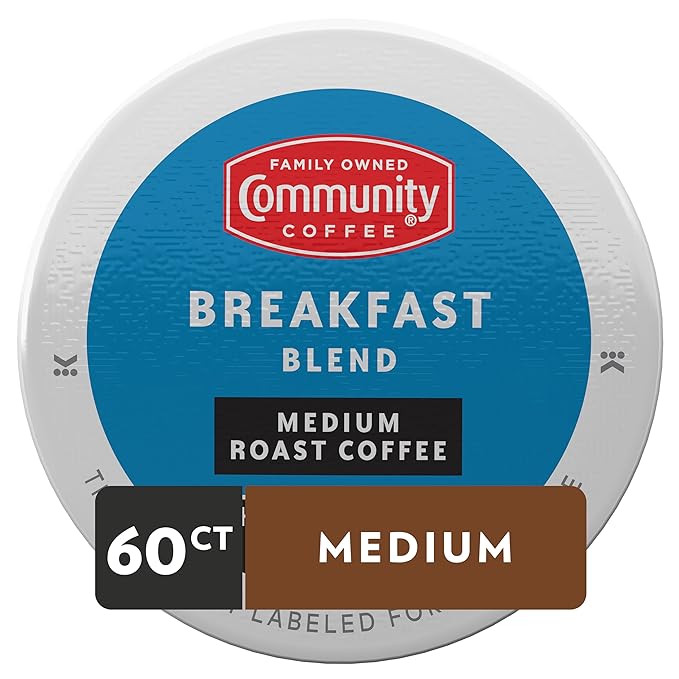 Community Coffee Breakfast Blend 60 Count Coffee Pods, Medium Roast, Compatible with Keurig 2.0