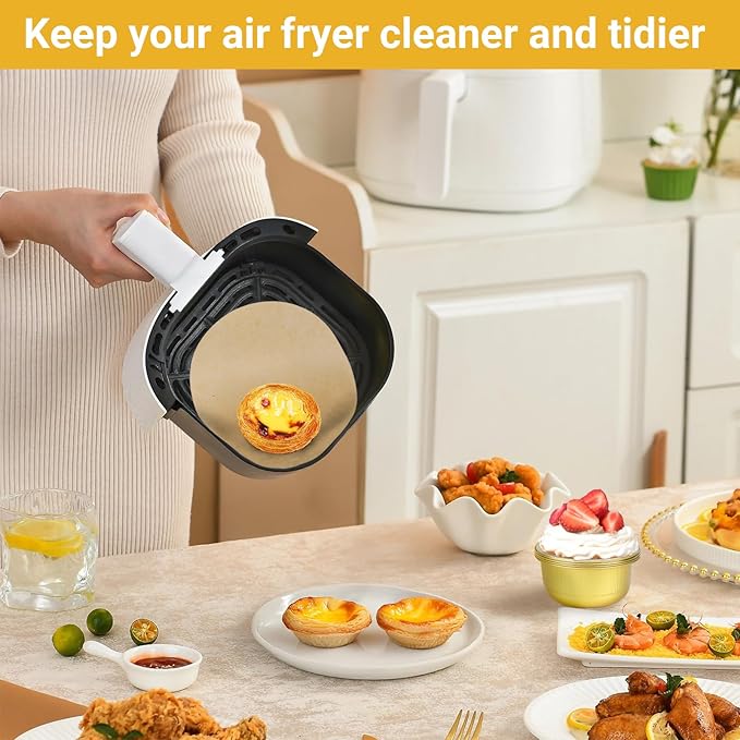 Beasea Air Fryer Round Liners 6 Inch, 200pcs Parchment Paper Disposable Unbleached Filter Paper