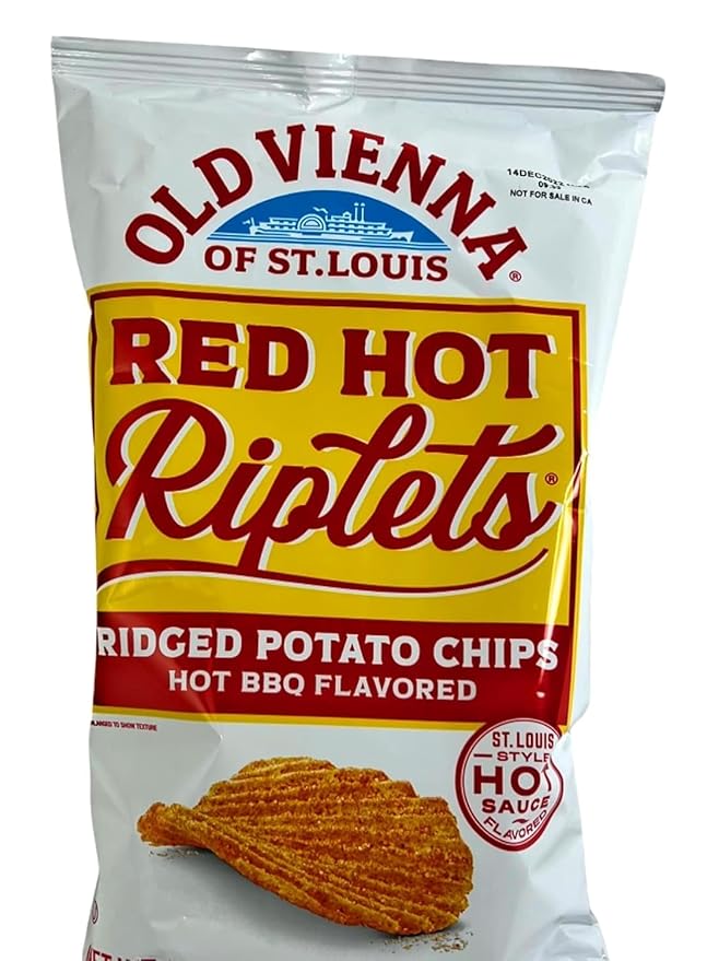 Old Vienna of St. Louis Red Hot Riplets Hot BBQ Chips 1oz Bags (12 Pack) by TranadaCo