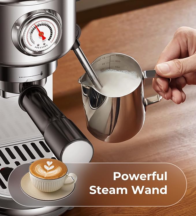 Espresso Machine with Milk Frother, 20 Bar High Pressure Professional Espresso Maker Automatic