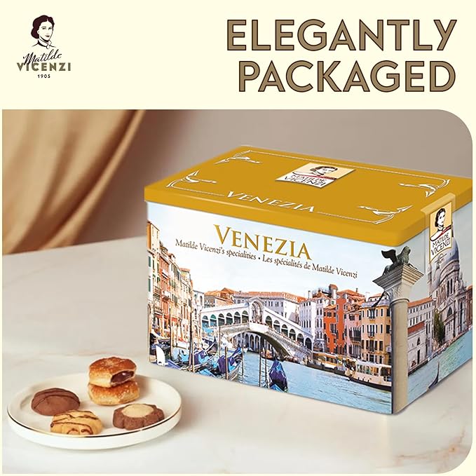 Matilde Vicenzi Venezia Cookie Tin - Italian Pastries & Bakery Cookies in Individually Wrapped