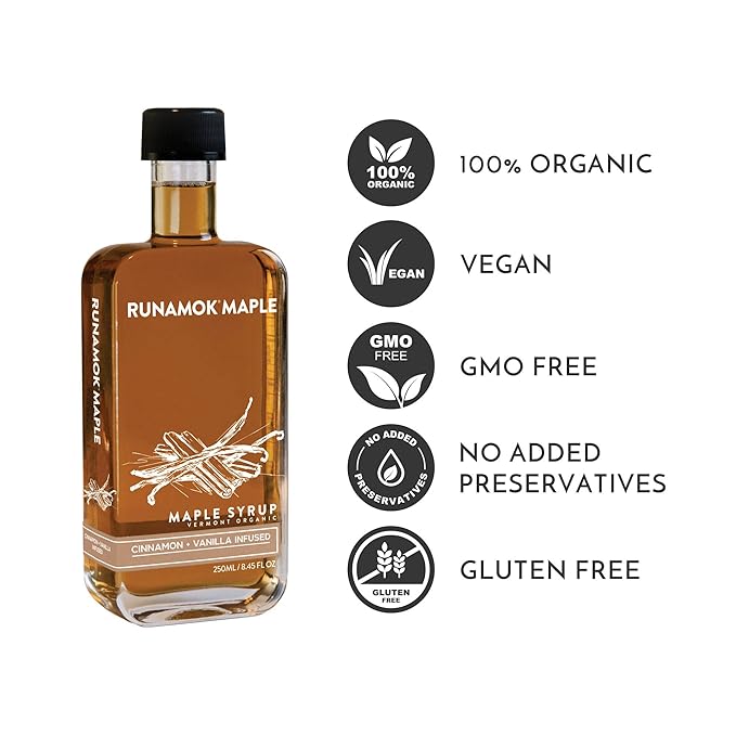 Runamok Maple Cinnamon-Vanilla Infused Maple Syrup - Authentic & Real Vermont Maple Syrup | Gluten