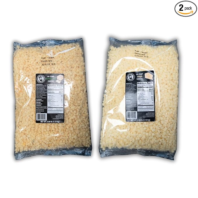 Bearded Butchers High-Temp Pepper Jack & Swiss Cheese, Pack of 2 (2.5 lb Bags Each) ??5 lbs Total