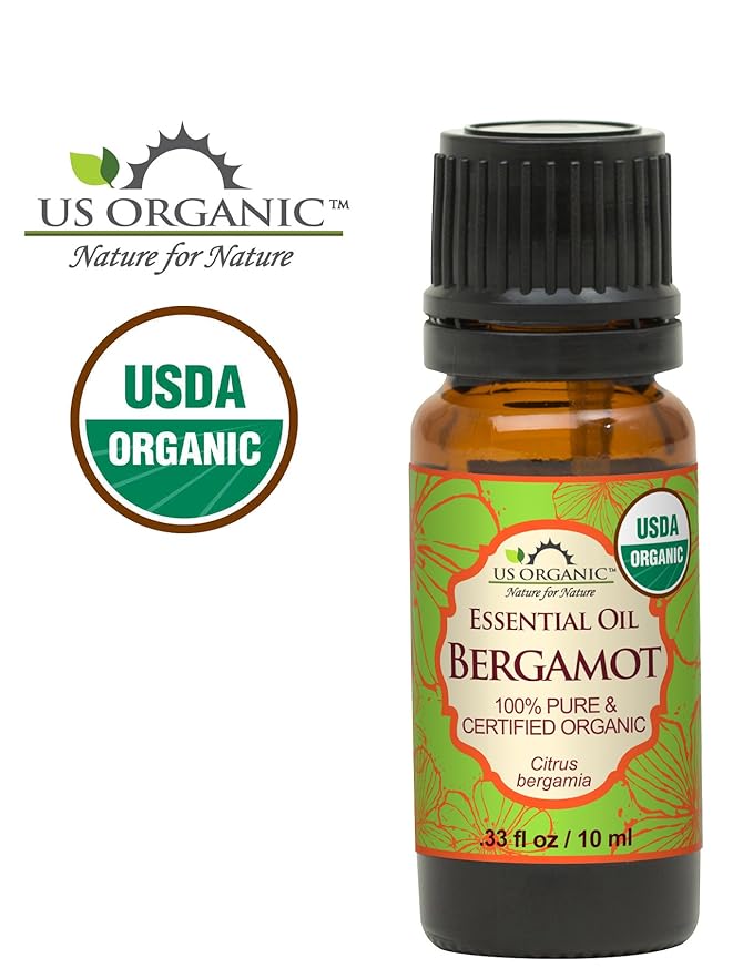 US Organic 100% Pure Bergamot Essential Oil, USDA Certified Organic, Cold Pressed, with Euro