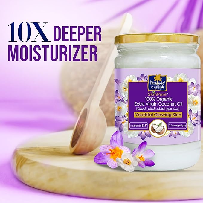 Parachute Advansed SkinPure 100% Organic Extra Virgin Coconut Oil with Vitamin E & F |Face & Body